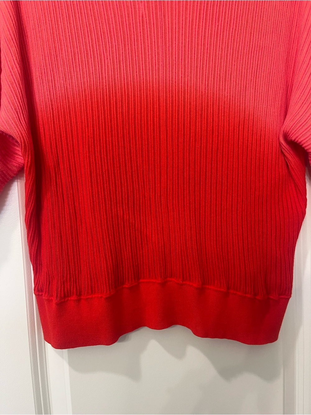 Chicos Sheer Stripe Dip Dye Ribbed V-Neck Top Sweater Pullover Knit Sz L or 2 - Picture 5 of 7